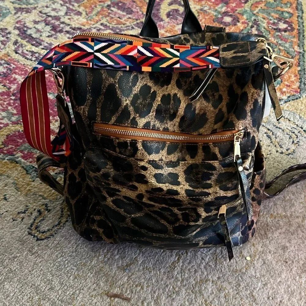 Cheetah Women Backpack Purse